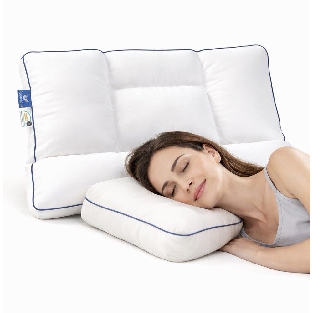 GOOSE DOWN STANDARD PILLOW COTTON FEATHER MEDIUM THIN FLAT BED PILLOW SIDE SLEEP